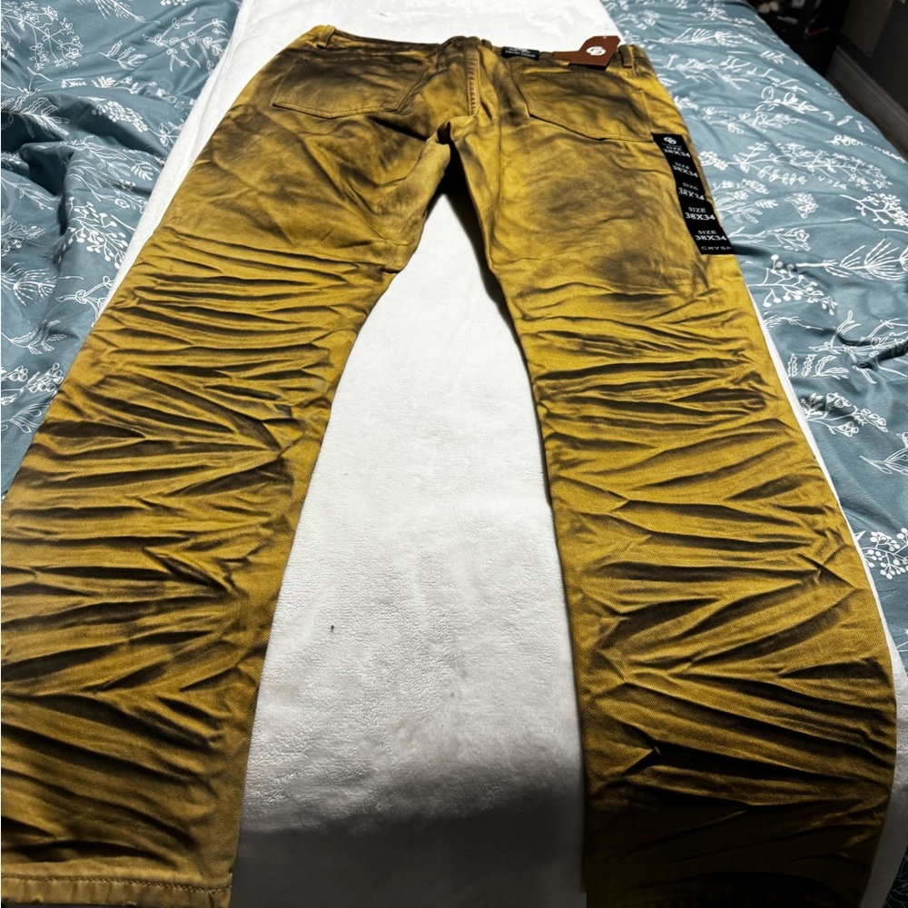Crysp denim Men's Slim Straight Jeans in Tan - Picture 13 of 15